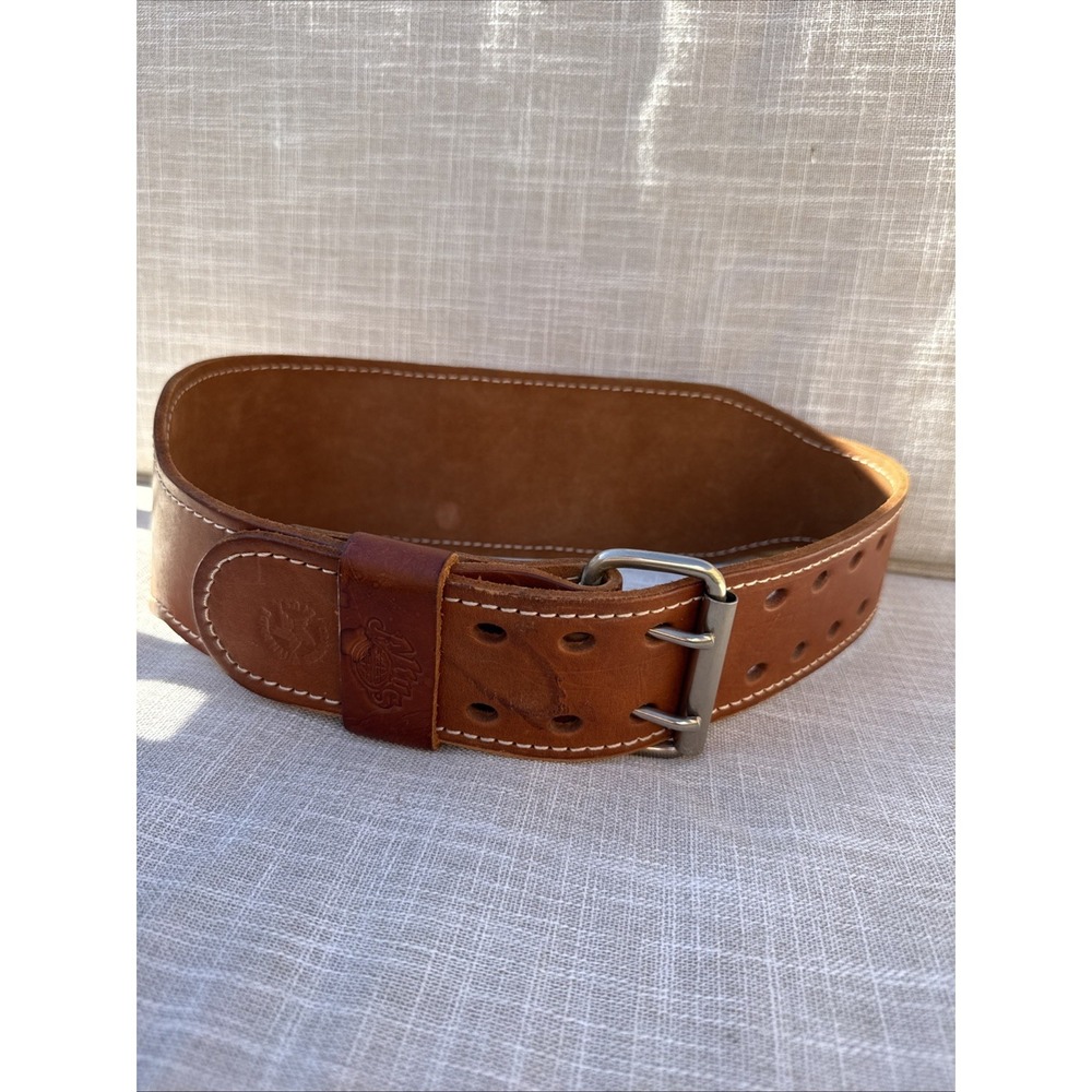 Vintage Genuine Altus Heavy Leather Double Prong Weight Lifting Belt M 28"-34"